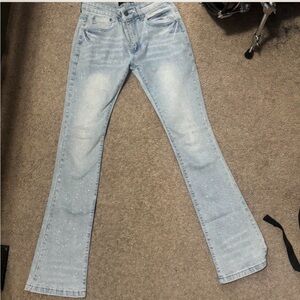 Light Blue Embellished Women's Jeans